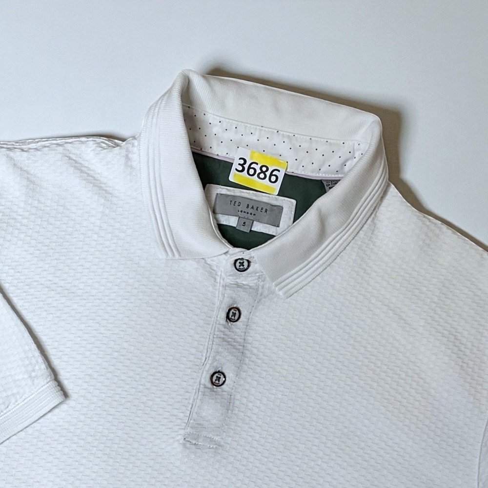 Ted Baker Short‎ Sleeve Textured Polo Men's Size 5 (XL) Shirt White Worn Once